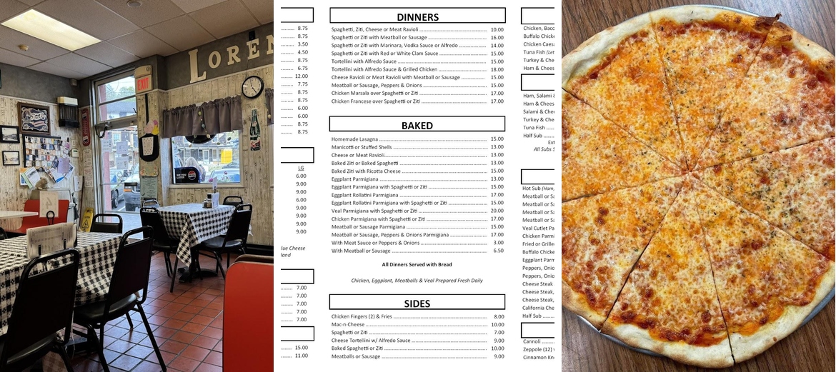 Lorenzo's Pizzeria & Restaurant Menu